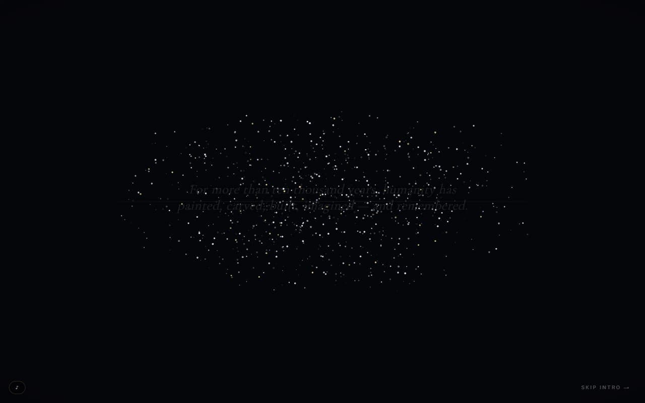 ANTARANG's real particle-field intro screen